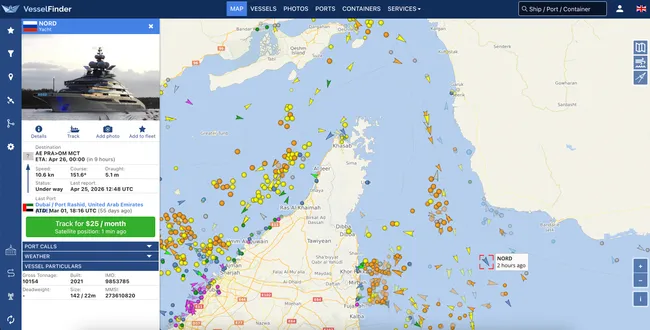 142-метровая суперъяхта «Норд», принадлежащая бизнесмену Алексею Мордашову, прошла Ормузский пролив, следуя из Дубая в Оман; через пролив также прошли несколько судов, находящихся под американскими санкциями.