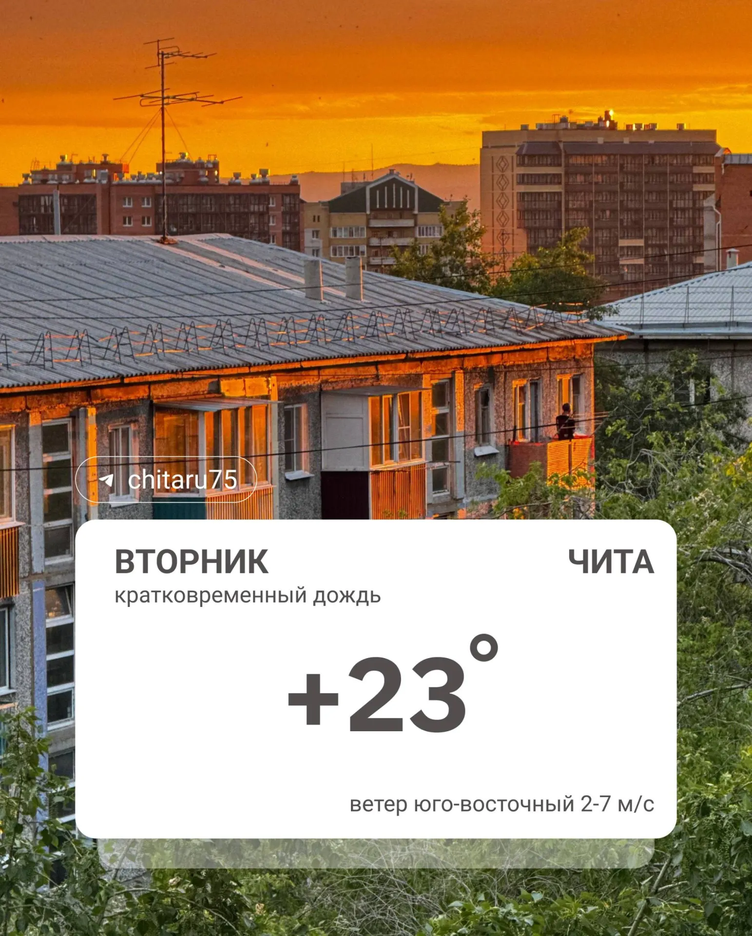 Ночью в Чите температура держалась между +7 и +9 °C; по Забайкальскому краю минимумы не опускались ниже +4 °C. Днём ожидается повышение температуры.