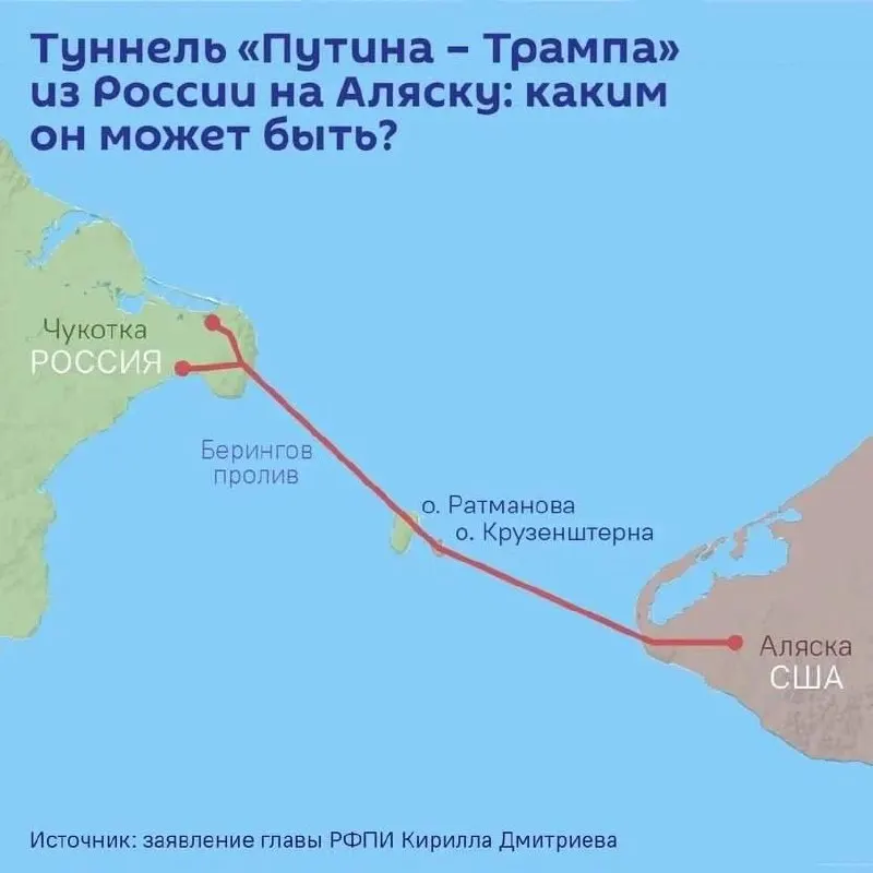 На ПМЭФ 5 июня может быть подписано соглашение о проектировании подводного тоннеля под Беринговым проливом — длина до 112 км, оценка стоимости при традиционных методах свыше $65 млрд.