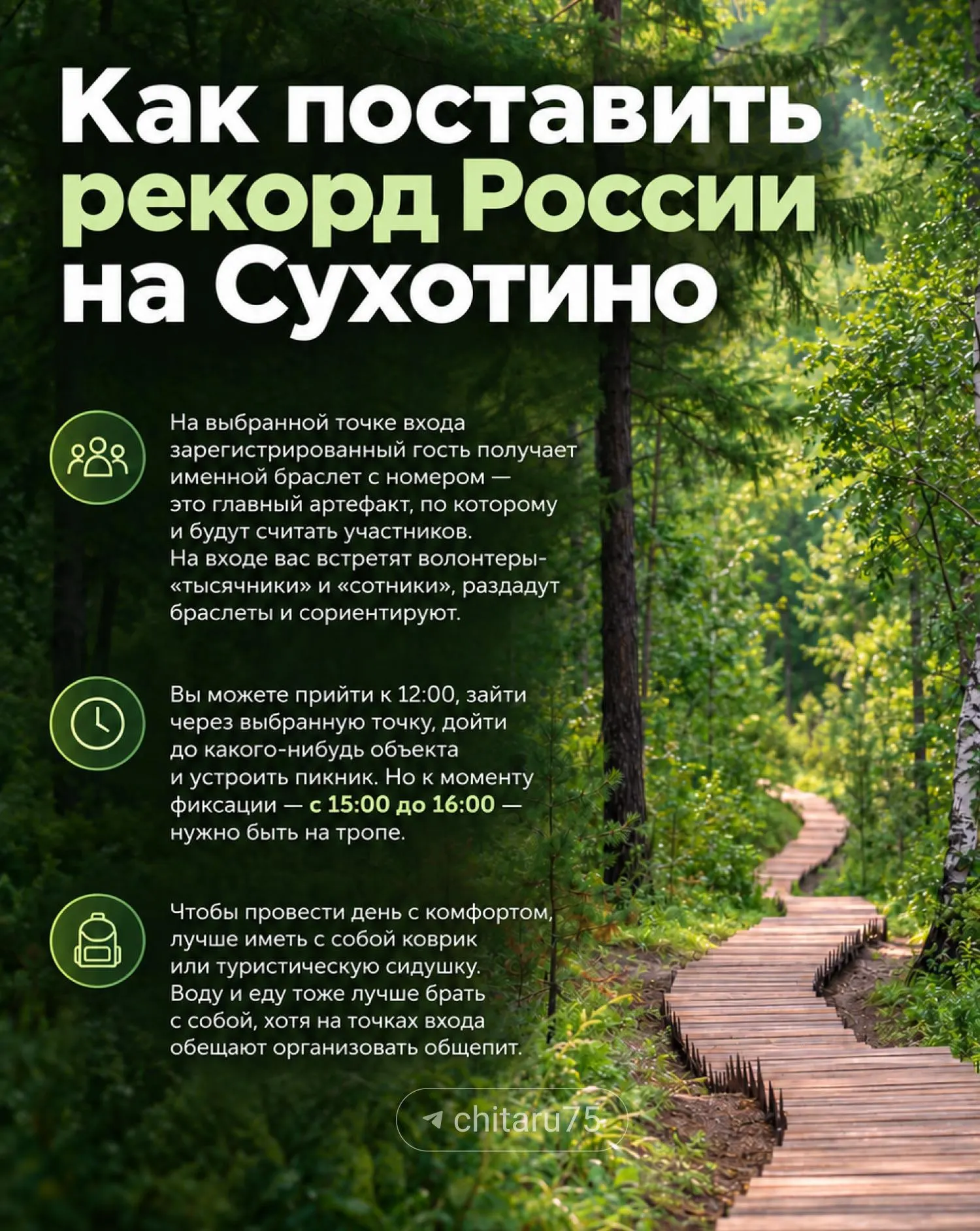 12 сентября на экотропе в Чите пройдет попытка зафиксировать одновременное присутствие людей и установить национальный рекорд.